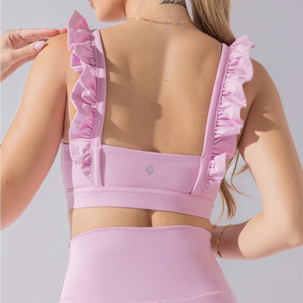 Bubblegum Pink Romance Ruffle Bra Women's L
